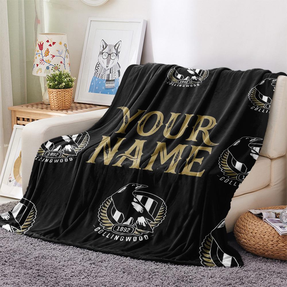 1PC Collingwood Raven Crest Custom Name Patterned Flannel Blanket Suitable For All Seasons For Home Decor Warmth And Comfort Gifts Holiday Present