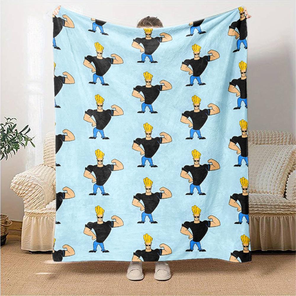 Johnny Bravo Theme Printed Blanket - Perfect for Couch, Bed, Travel & Outdoor Use | Machine Washable, Cozy & Durable.