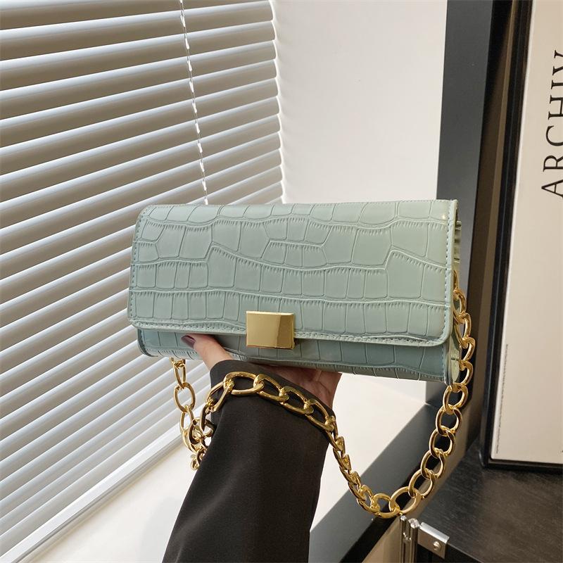 Summer New Chain Simple High-end Texture Solid Color Casual Portable Shoulder Underarm Bag Women