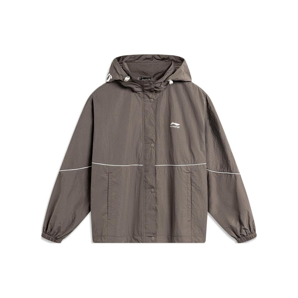 Li Ning Sports Fashion Series Lightweight Soft Casual Loose Zipper Hooded Sun Protection Jacket UPF50+ Women Jackets Mushroom-Brown AFDU690-6