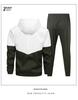 Men's Patchwork Color Block Hooded Jacket & Athletic Set for Spring/Autumn