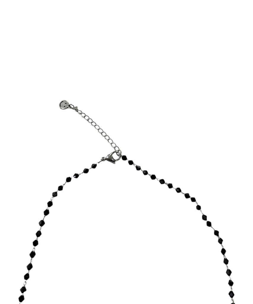 Sk8Er Rock Black Beads Chain Rosary Necklace