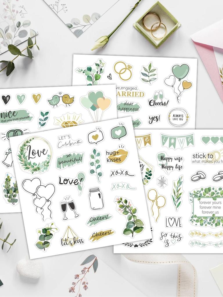 4 Wedding Decoration Stickers, Graduation Message Book Decoration Stickers, Suitable for Wedding Scene Decoration, Graduation Se