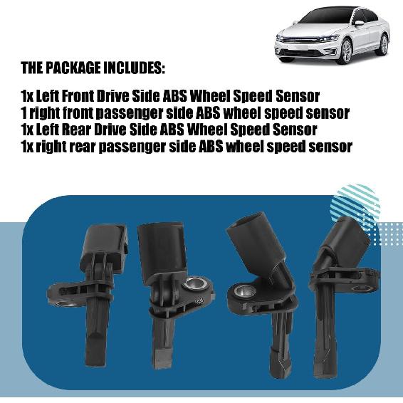 HZEL Car ABS Wheel Speed Sensor, 4 PCS Front Rear Right Left OEM# WHT003856 WHT003857 Vehicle ABS Tire Speed Sensor Replacement, Auto Accessories,