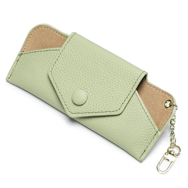 New Leather Literary Glasses Bag Women's High-end Sunglasses Sunglasses Storage Bag Ultra-thin Portable Chain Glasses Bag