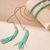 Tassel Pendant Long Turquoise Necklace Hanging Neck Sweater Chain Bohemian Waist Chain  Women