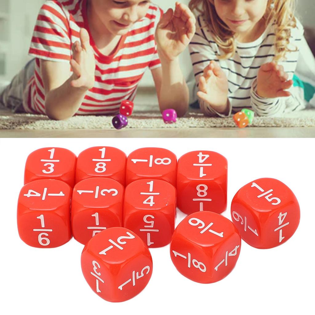 20Pcs Fraction Dice Class Set Plastic 6 Sided Multi Faceted Table Game Accessories for Kids Math Practice