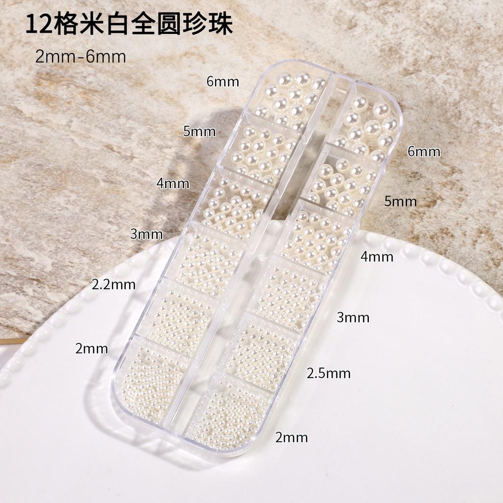 Ins Japanese Flat-Bottom Manicure, Pure White Beige Pearl, Semi-Round, Full-Round Highlight, No Peeling, No Fading, Nail Accessories