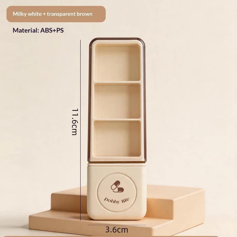 Portable Pill Organizer Integrated Pill Cutter Airtight Moisture-proof Small Pill Case for Students Dorm Daily Medication Storage