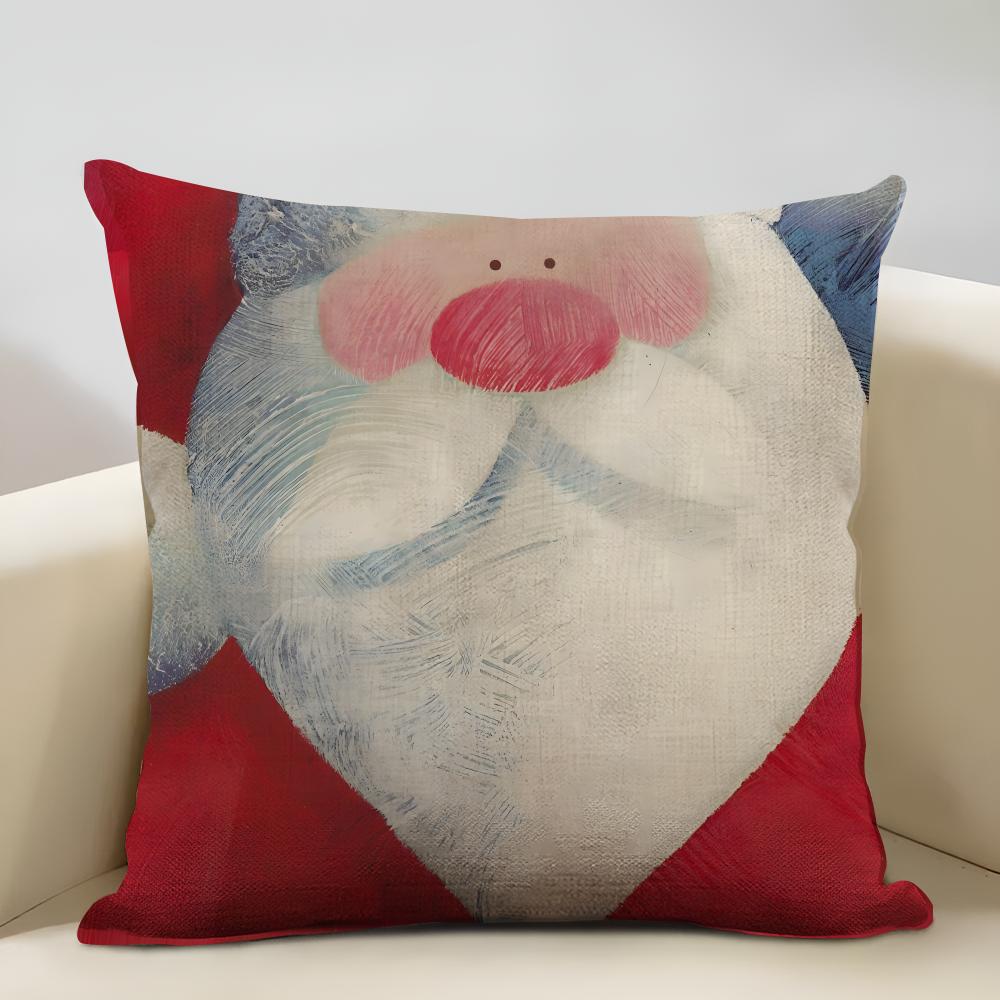 Cute Cartoon Christmas Cushion Cover Household Decoration Linen Sofa Cushion Cover: Skin-Friendly & Breathable With Invisible Zi