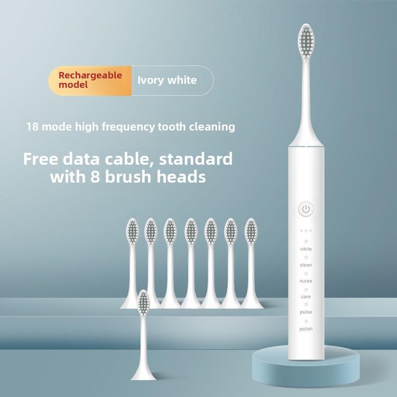 Elektryczny Zestaw Szczoteczek do Zębów Metalowy Trzonek 18-biegowy Dla Dorosłych Jasny Biały Automatyczne Ładowanie Wodoodporna Soniczna Miękka Włosie Szczoteczka dla Pary