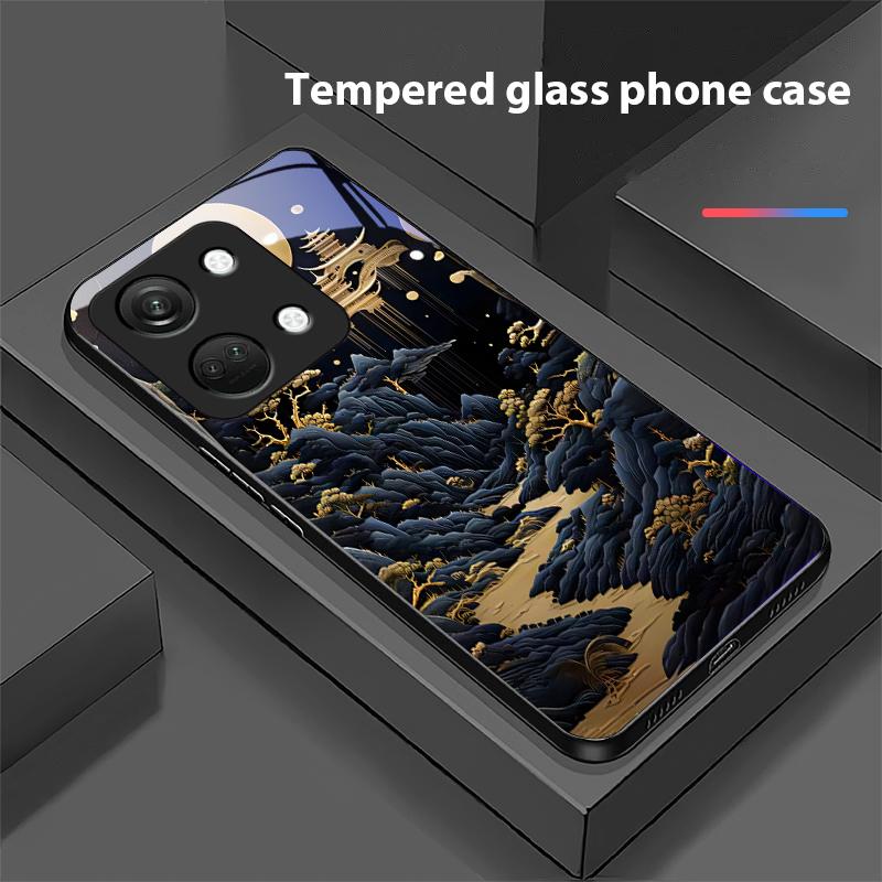 Jubao Basin Water For OnePlus Nord 3 5 6T 7 Pro 8 12 10T Reno8 Lite 5G 10R Nord N30 Hard Shell Tempered Glass Phone Case Black