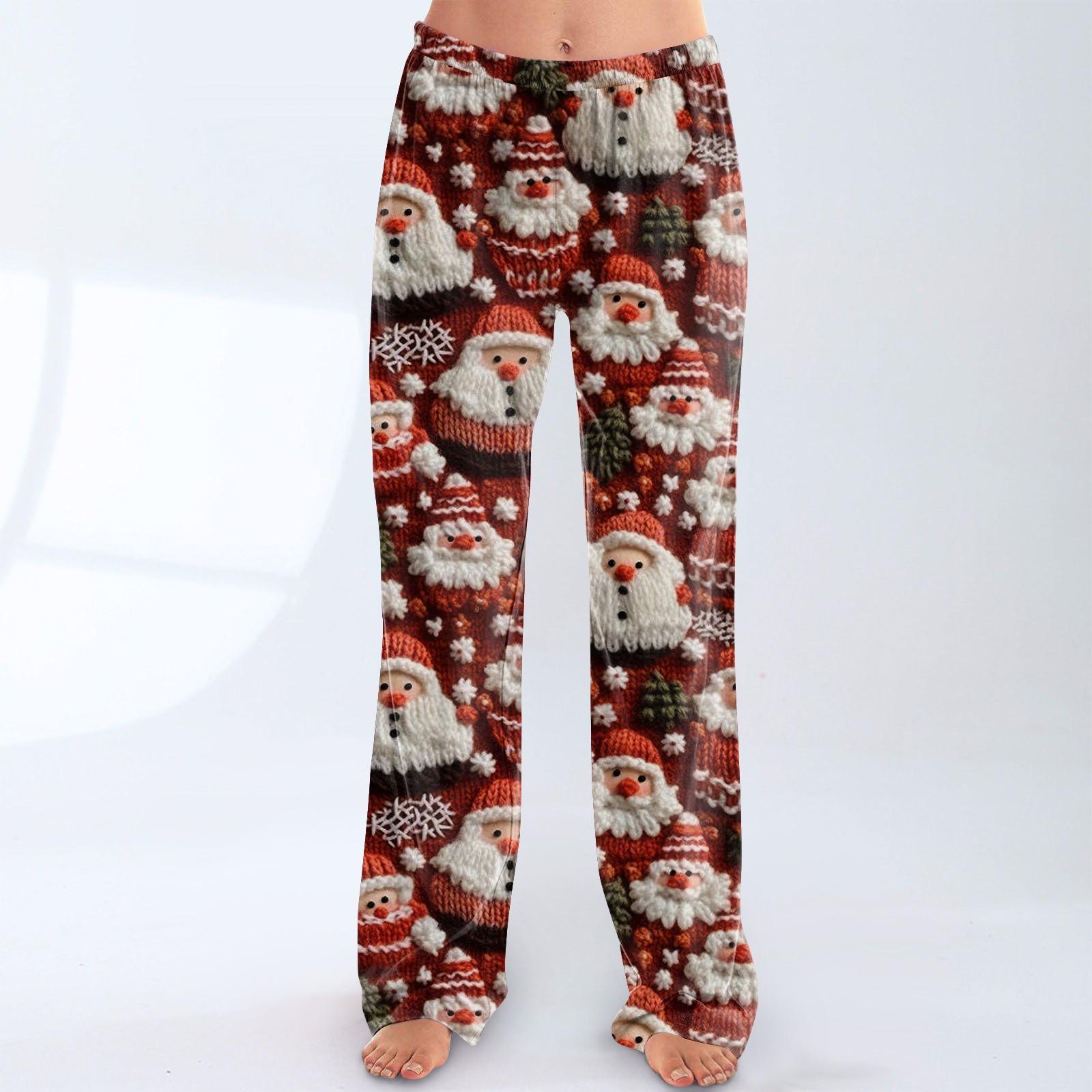 

Женские модные рождественские принтованные брюки плюшевые повседневные брюки XS красный