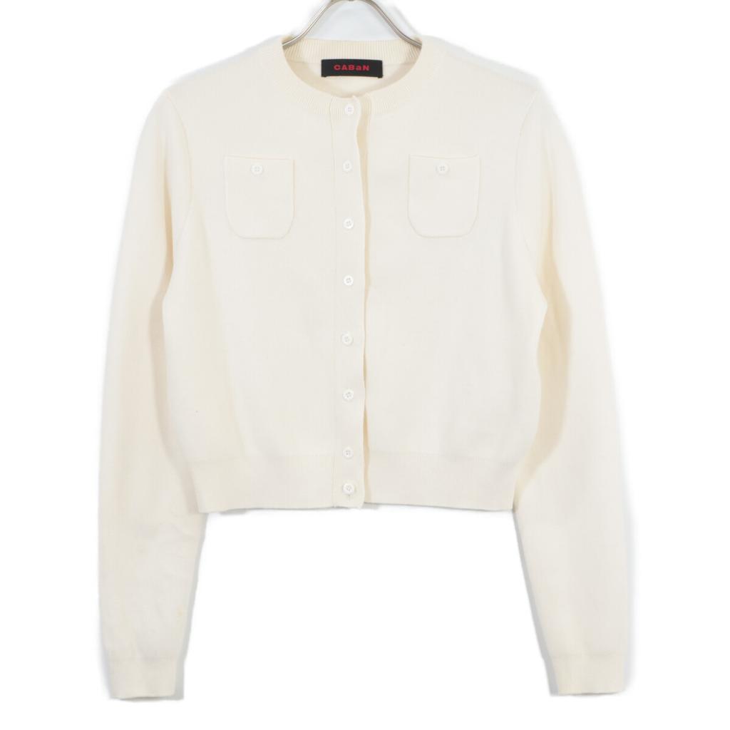 CABaN 39-02-14-02002 Cotton cashmere crew neck knit cardigan/ tops XS IvoryUsed