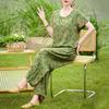 Women's Summer Printed 2-Piece Outfit, Plus Size Casual Short Sleeve Top & Pants Set (XL-5XL)