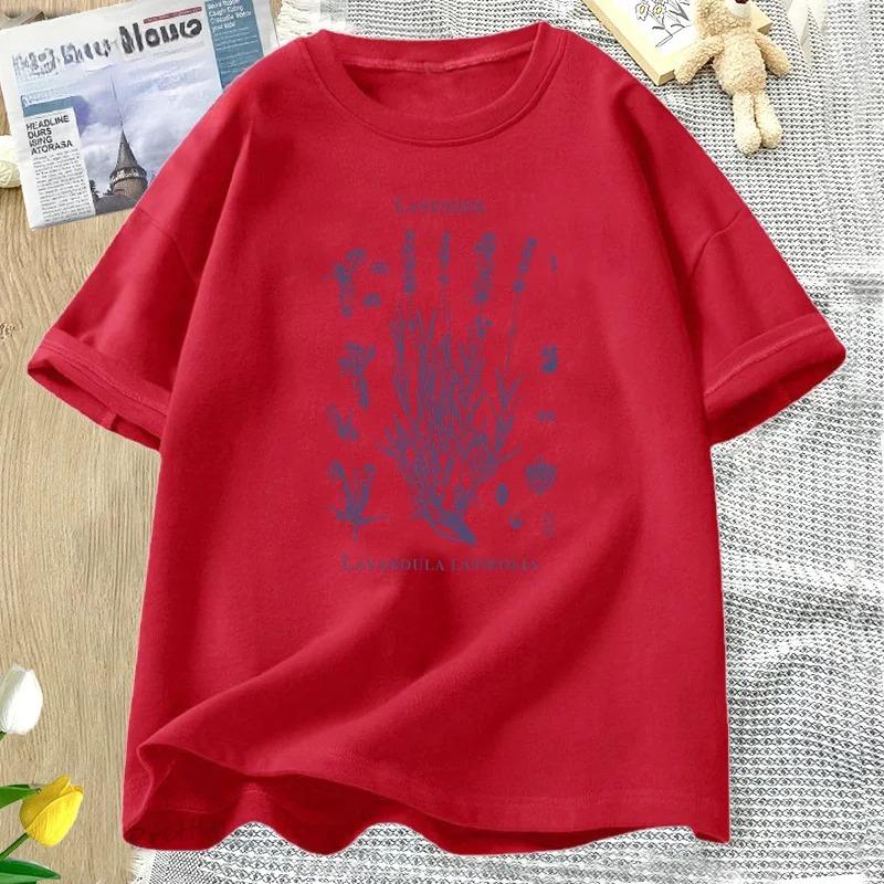 Retro Lavender Graphic T-Shirt Wildflowers Nature Botanical T Shirt Women Short Sleeve Round Neck Tshirt Harajuku Clothes Tees