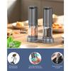 CIRCLE JOY Rechargeable Electric Salt and Pepper Grinder Set with Base, Aluminum Alloy Pepper Mill, 95ml Container, White LED Light, and Adjustable Ex