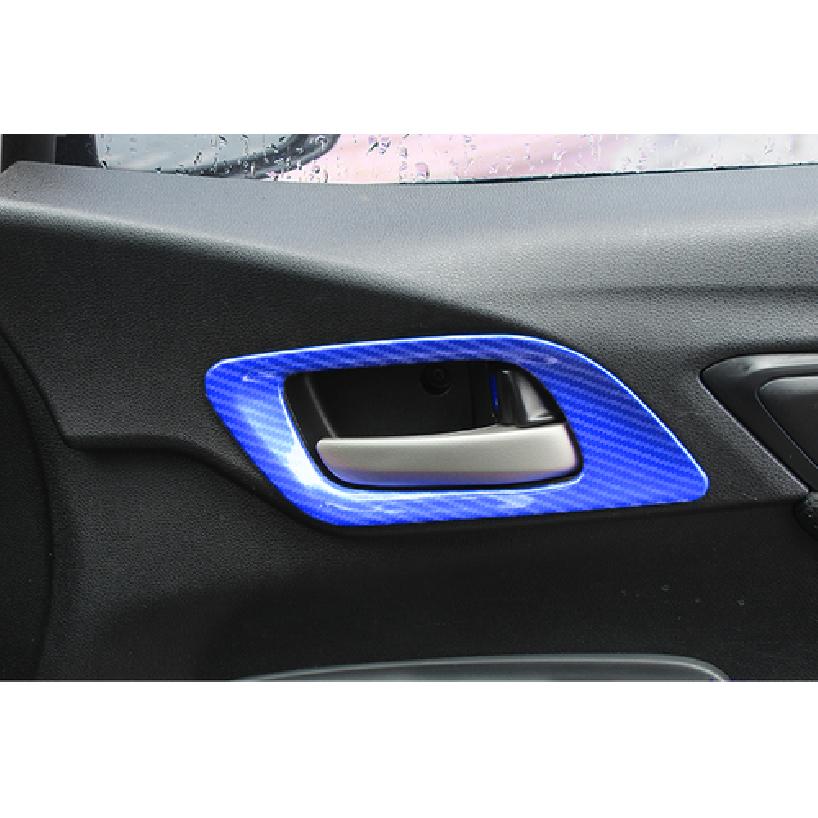 Inner Door Handle Decor Frame Cover For Honda Fit/Jazz 2014-20 Blue Carbon Fiber