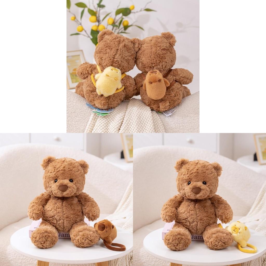 Bear Teddy Adorable Plush Toy With Capybara Companion Cute Animal Gift Perfect