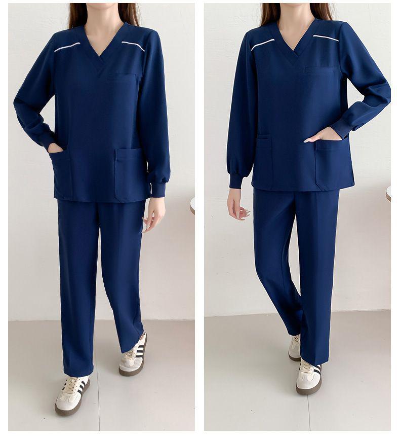 Enhanced Anti-Static Long Sleeve Scrub Suit - Quick-Drying, Stretchable, Medical Gown for Nurses
