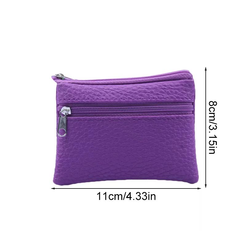 1pc Wallet Pouch Small Coin Purse New PU Leather Solid Color Storage Card Holder Korean Zipper