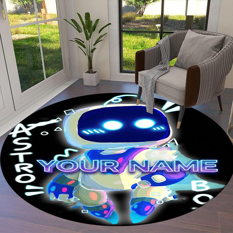 ASTRO BOT Custom Name Round Area Rug,Carpet Rug for Living Room Bedroom Sofa Playroom Decor,Non-slip Floor Mat