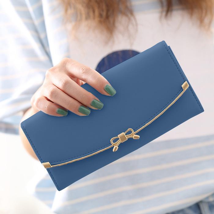 Women's Sweet Bowknot Print Long Wallet - Clutch Purse Coin Pouch Card Holder
