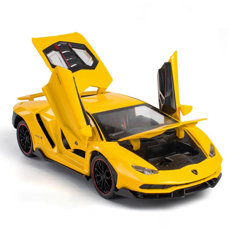 

1/24 Lamborghini LP770-4 Centenario Alloy Sports Car Model Diecast Sound Super Racing Lifting Tail Hot Car Wheel for Children Gifts жовтий