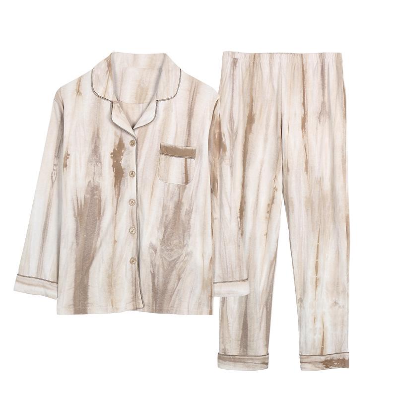 Couples  Pure Cotton Long Sleeve Pajama Set - Casual Cardigan Style for Men & Women M