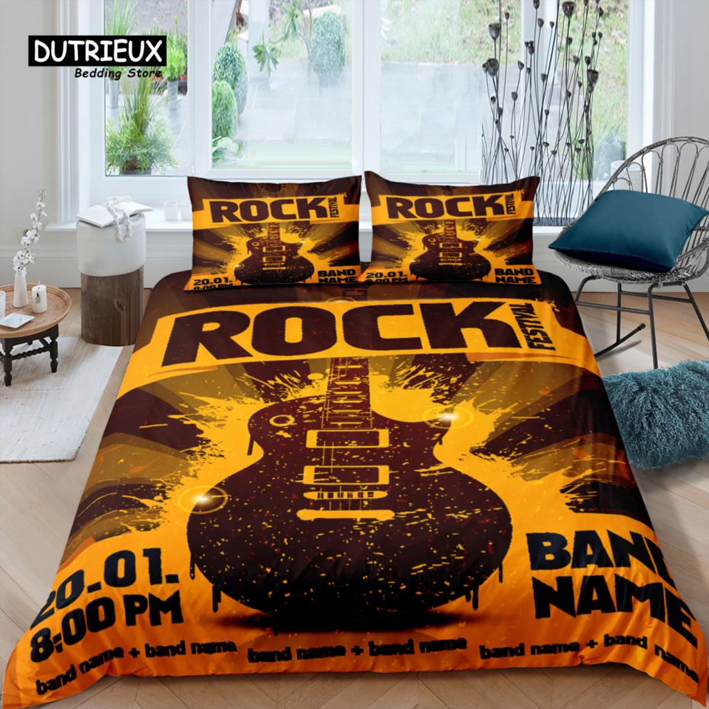 

Home Living Luxury 3D Rock Music Bedding Set Duvet Cover Pillowcase Kids Bedding Set Queen and King EU/US/AU/UK Size EU single(135x200cm)