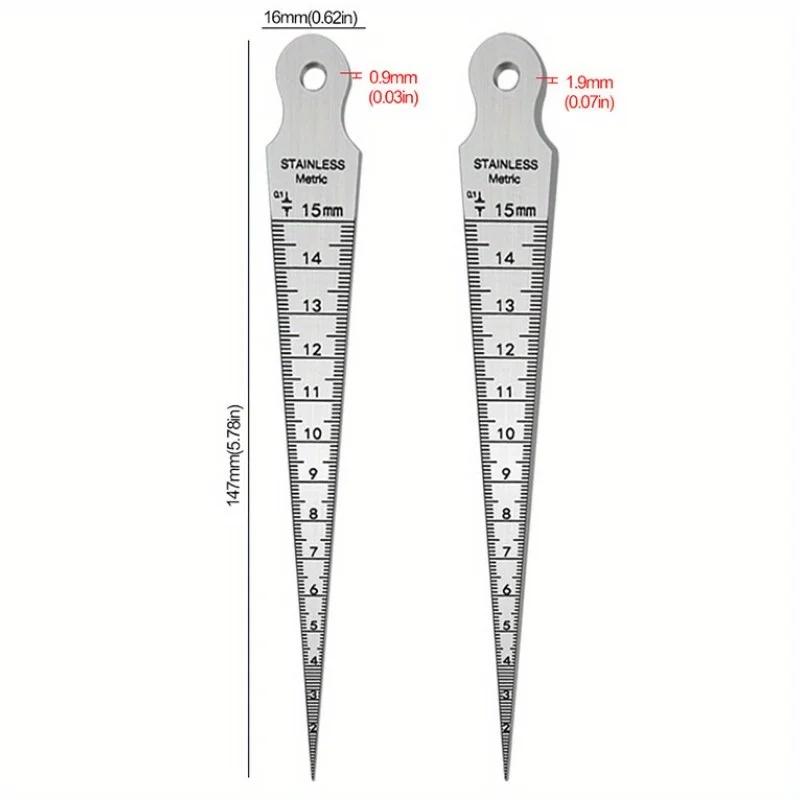 Taper Gage 1/32-5/8 Inch 1-15mm Stainless Gap Hole Taper Welding Gauge Test Ulnar Inch & Metric
