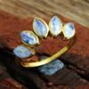 Inel Moonstone placat cu aur 925 Sterling Silver Bijuterii June Birthstone