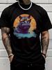 Cool Sunglasses Hippo Sunset Lake Scenery Graphic Unisexs Cotton Crew Neck Tee Short Sleeve Loose Casual Daily Street Male Wear Top
