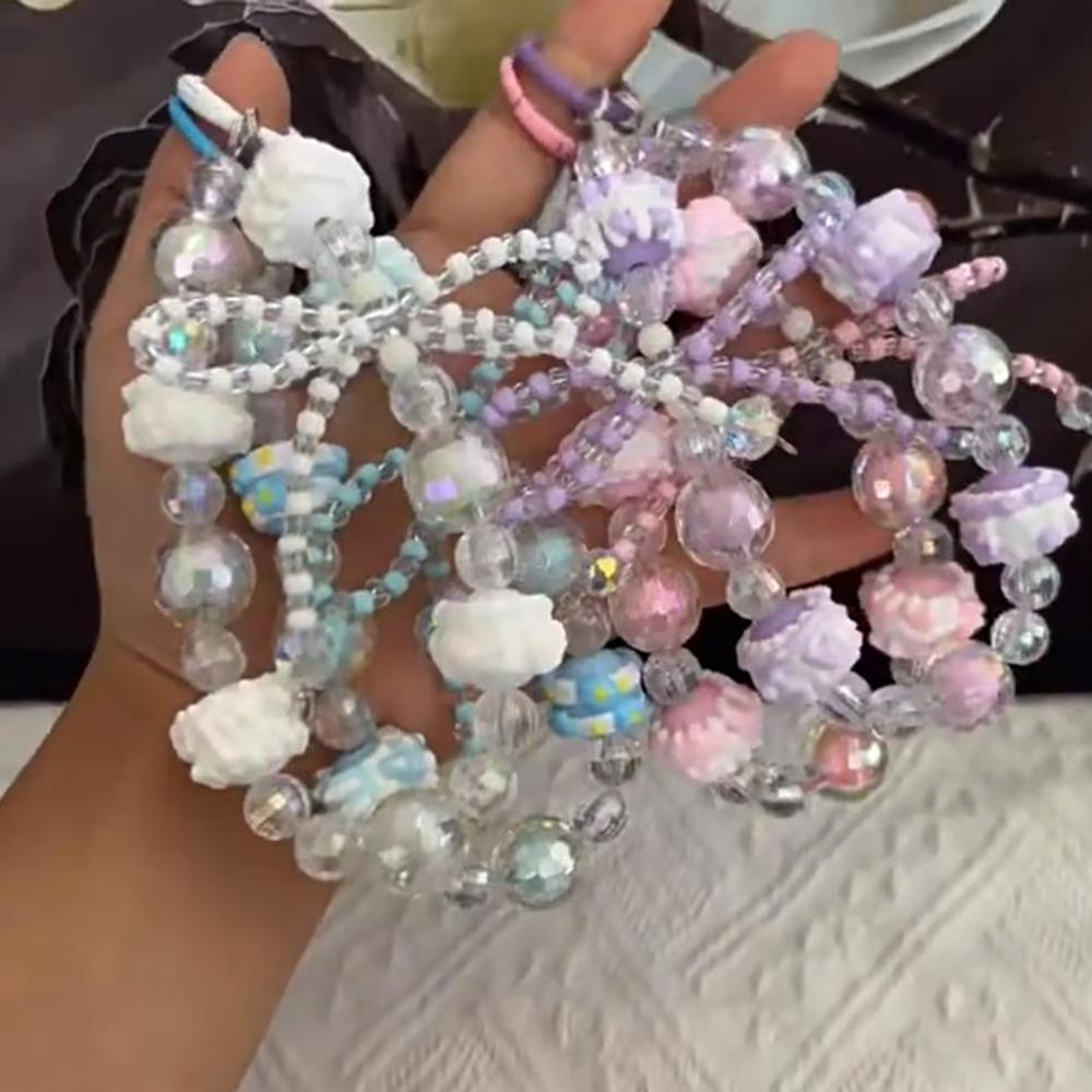 Acrylic Bow Keychain Colorful Hand-painted Bead String Mobile Phone Handbag Chain Water Cup Chain Friends Gift Accessories