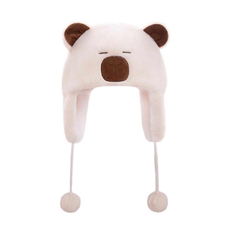 Plush Penguins Capybara   Winter Hat With Soft Fleece Ear Protect For Outdoor And Cold Weather