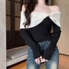One Shoulder Bow Knit Sweater Women's New Top