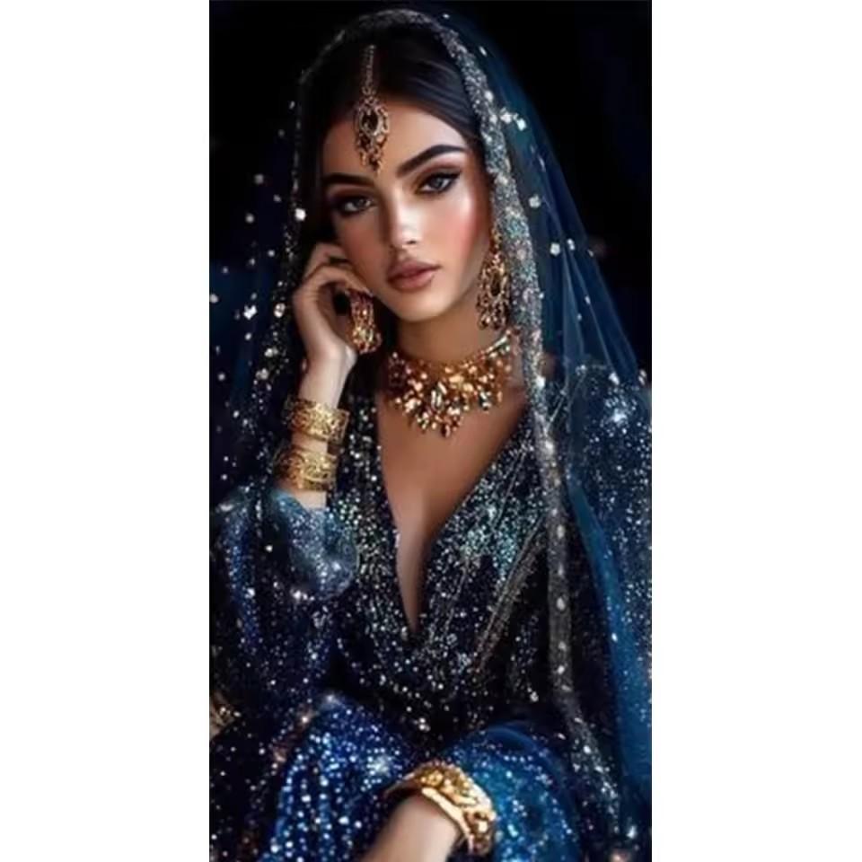 

Хиджаб Женщины Ближнего Востока 5D Полная Квадратная Круглая Алмазная Живопись Искусство Мозаика Сделай Сам Набор для Вышивки Крестом Портрет Домашний Декор Full Round 30x60CM