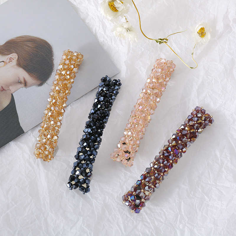 Korean Crystal Spring Hair Clips Pins Barrettes For Women Girl Headband Fashion Simple Hair Accessories Headwear