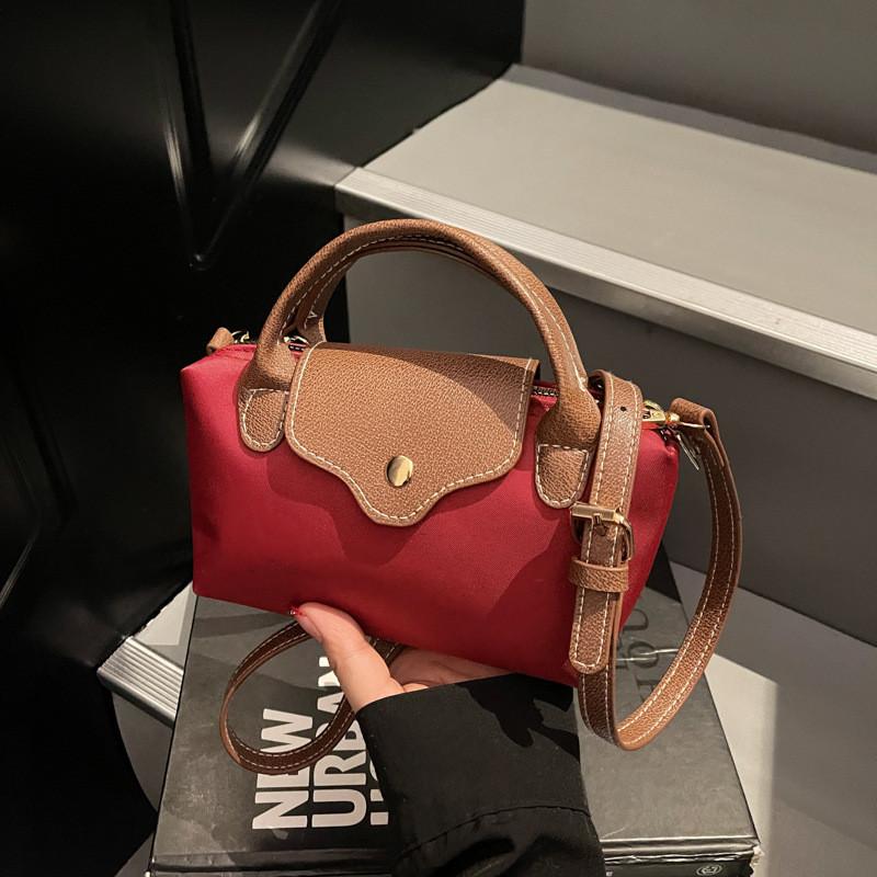 Minimalist Womens Small Square Nylon Shoulder Bag With Inner Zipper Pocket For Casual Outings