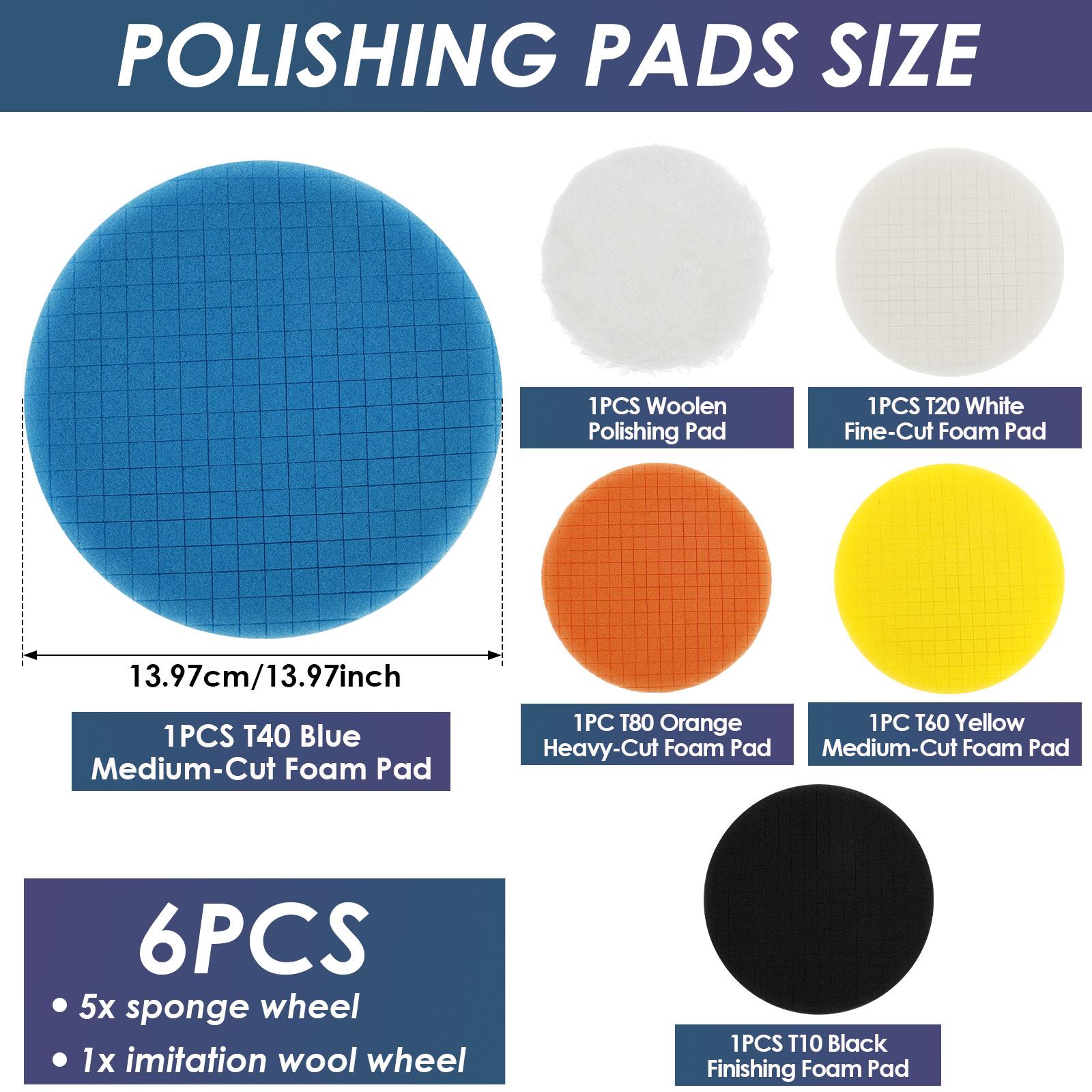 

6Pcs Car Sponge Buffing Pad 5.5 Inch Washable Imitation Wool Buffing Wheel Polishing Wheel Wax Pads for Car Detailing Cleaning Circular&1 sets of 6 pieces