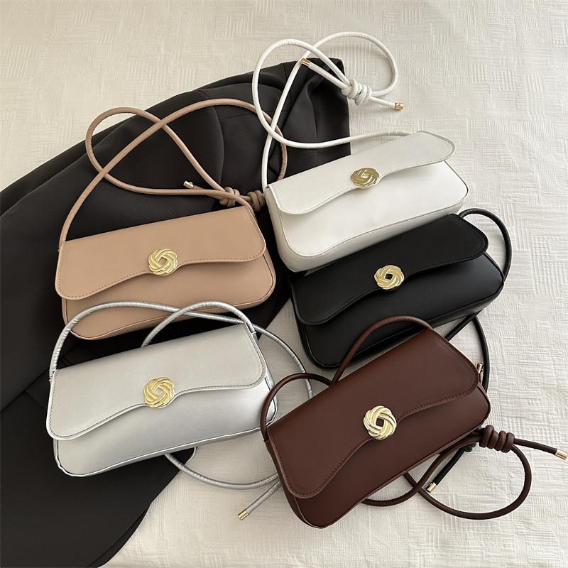 Fashionable Chic Pu Leather Baguette Bag For Women Stylish Shoulder Crossbody Handbag
