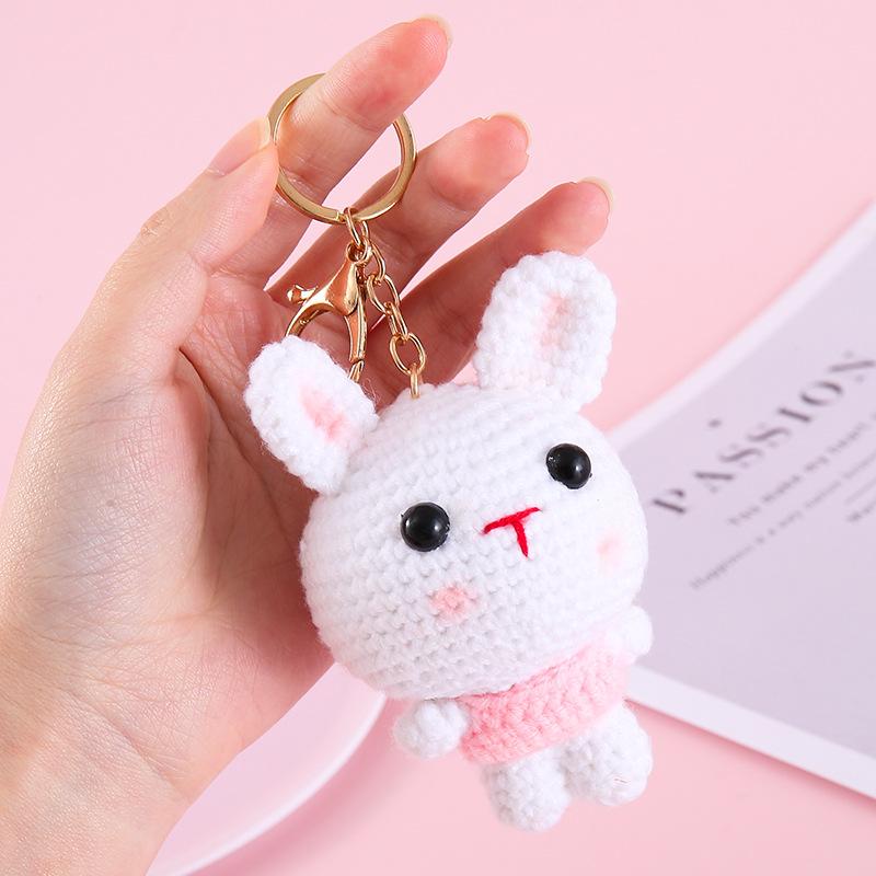 Funny Animal Doll Series Crochet Keychain Creative Knitting Animal Doll Keyrings For Bag Pendant Cute Puppy Knitted Car Keyrings