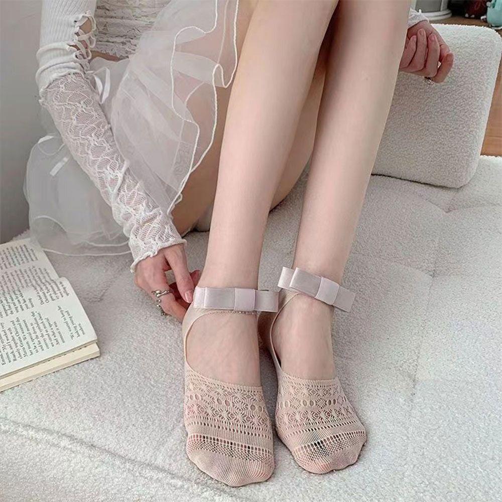 Breathable Bowknot Socks Hollow Cotton Socks New Short Socks  Spring Summer