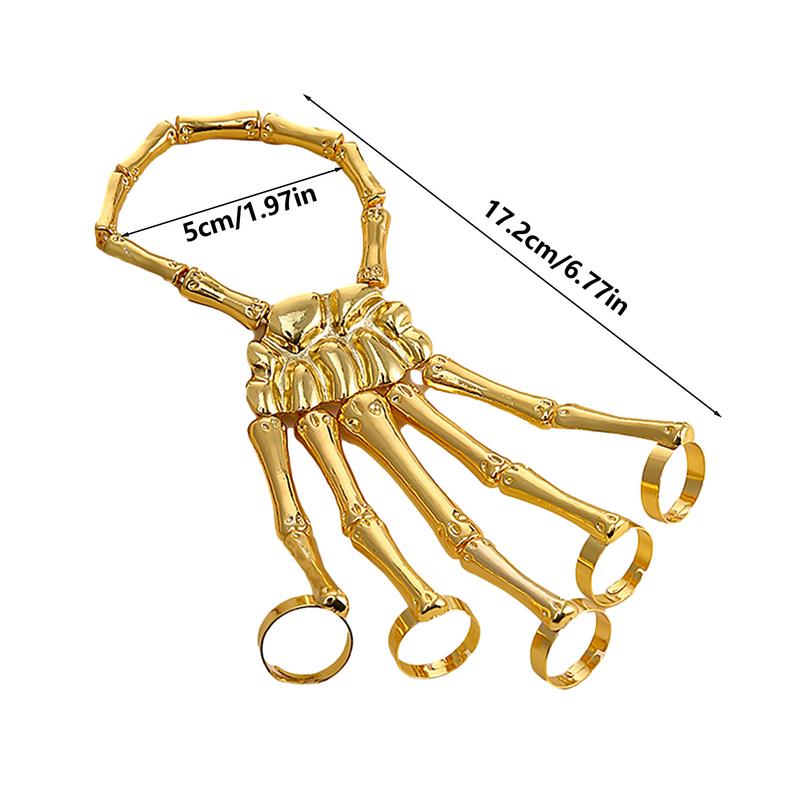 Fashion Women Men Gothic Punk Skull Ghost Skeleton Finger Bracelet Hand Chain Bangles For Halloween Femme Party Accessories