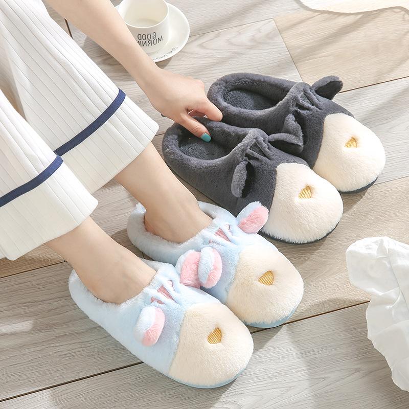 Cotton slippers women's autumn and winter indoor cute home plush couple home non-slip external wear warm cotton mop