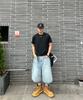 TOFFEE Washed Bermuda Denim Pants (Light Blue)
