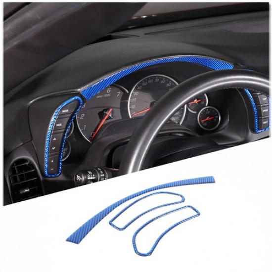 Blue Carbon Fiber Central Control Dashboard Trim Sticker For Corvette C6 2005-13