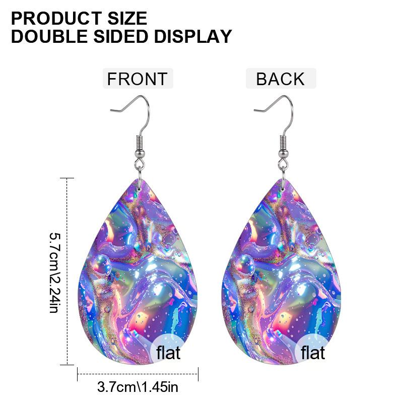 2 Paare/Set Blau Lila Wasserwellen PU Leder Ohrringe für Damen Neuheit Trendige Ohrringe Coole Ohrringe Klassische Wassertropfen Ohrringe