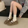 In the winter of 2025, the new fluffy shoes with round heads and plush to keep warm and increase the inner height. Mary Jane shoes