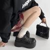 Gothic Platform Wedges Women Pumps Shoes Lace-up Women's Loafers Punk Dress Office Work Black 2025 New Spring Women Shoes